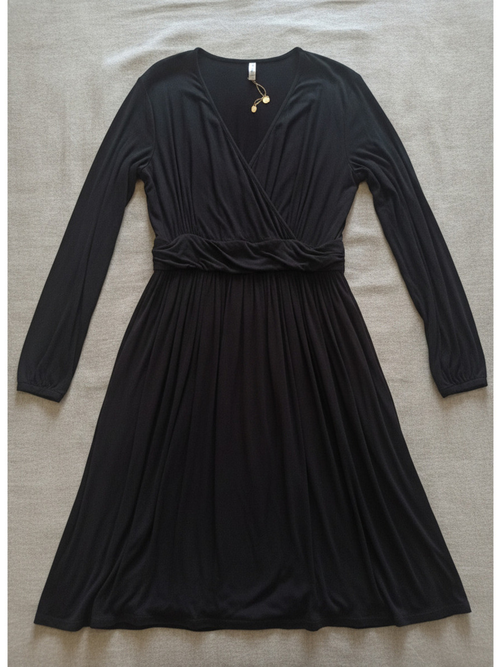 Black Long Sleeve Wrap Dress